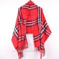 100% acrílico plaid senhoras inverno ponchos e xales